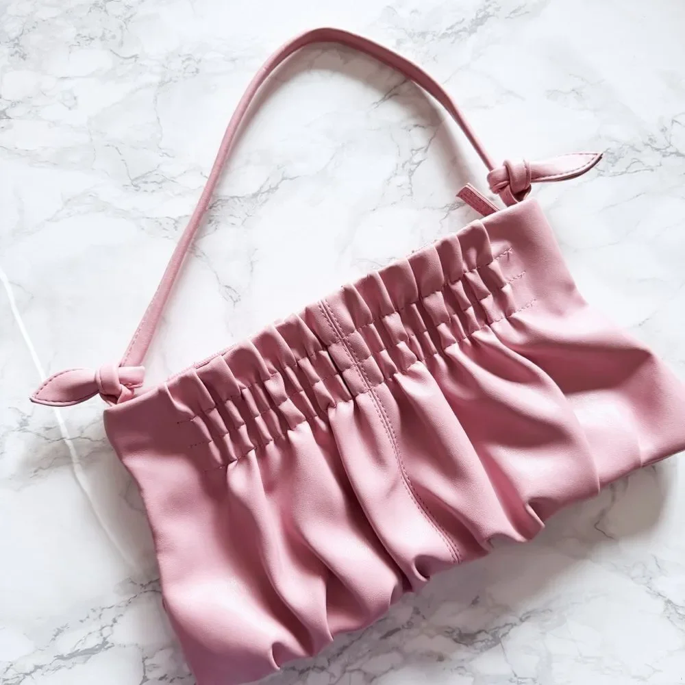 Victorias Secret faux leather smocked clutch handle bag